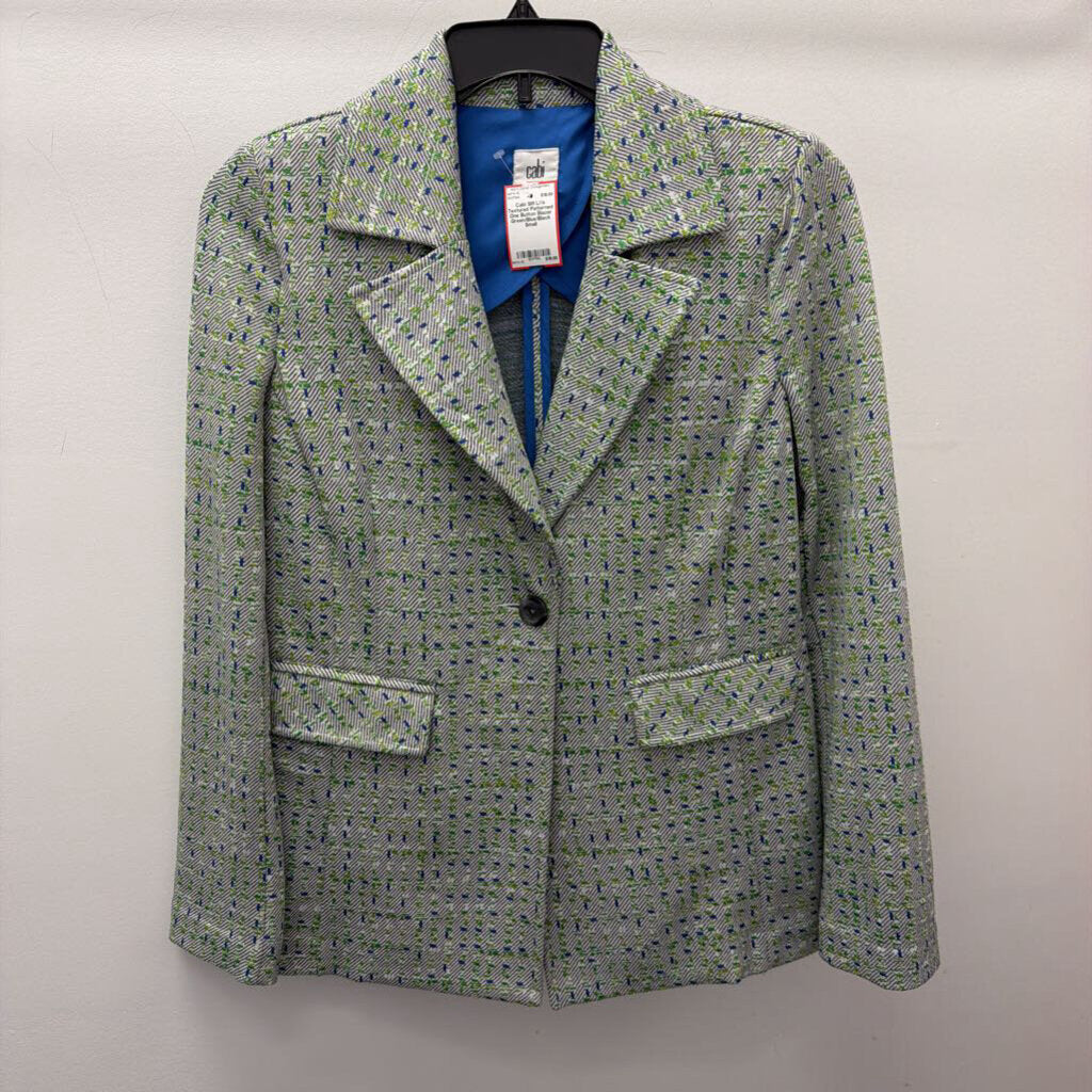 SM L//s Textured Patterned One Button Blazer