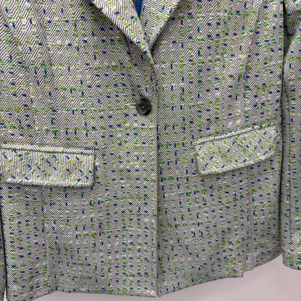 SM L//s Textured Patterned One Button Blazer