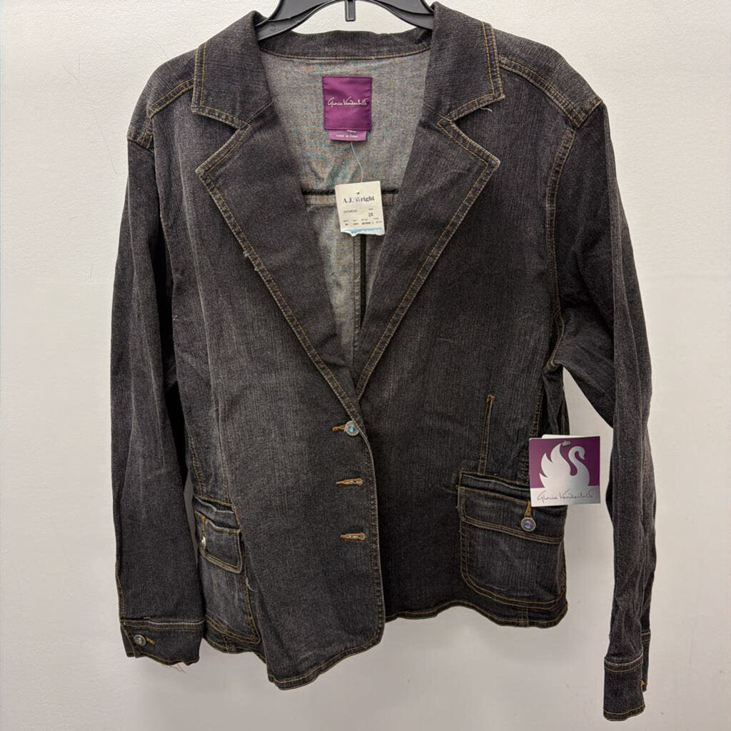 2X L/S B/F DENIM COLLARED JACKET