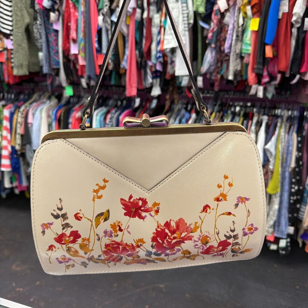 Patricia Nash Trikomo Frame Aegean Bloom Chalk Small Satchel Chain Strap