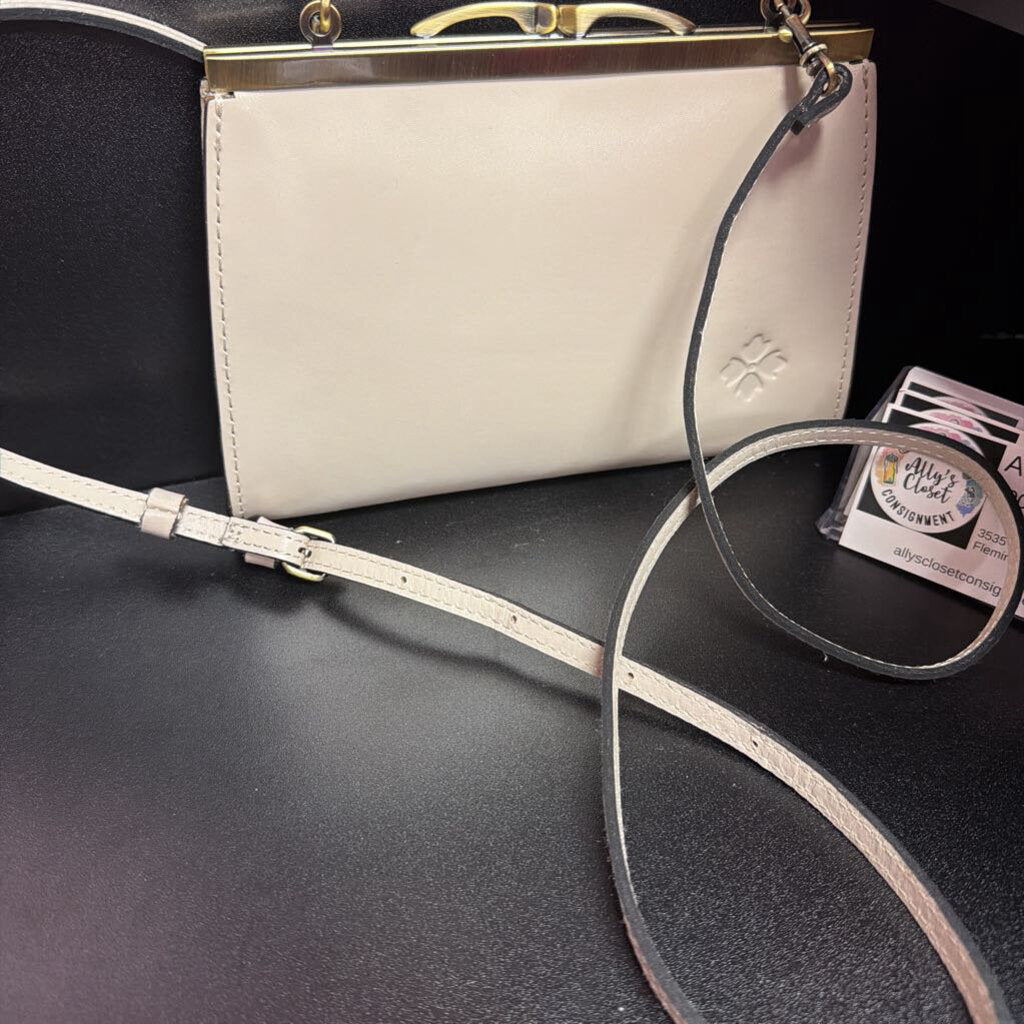 Patricia Nash Milina Frame Aegean Bloom Chalk Crossbody Leather Strap