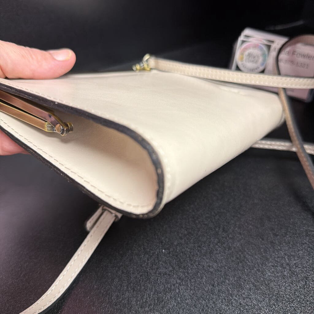 Patricia Nash Milina Frame Aegean Bloom Chalk Crossbody Leather Strap