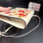Patricia Nash Milina Frame Aegean Bloom Chalk Crossbody Leather Strap