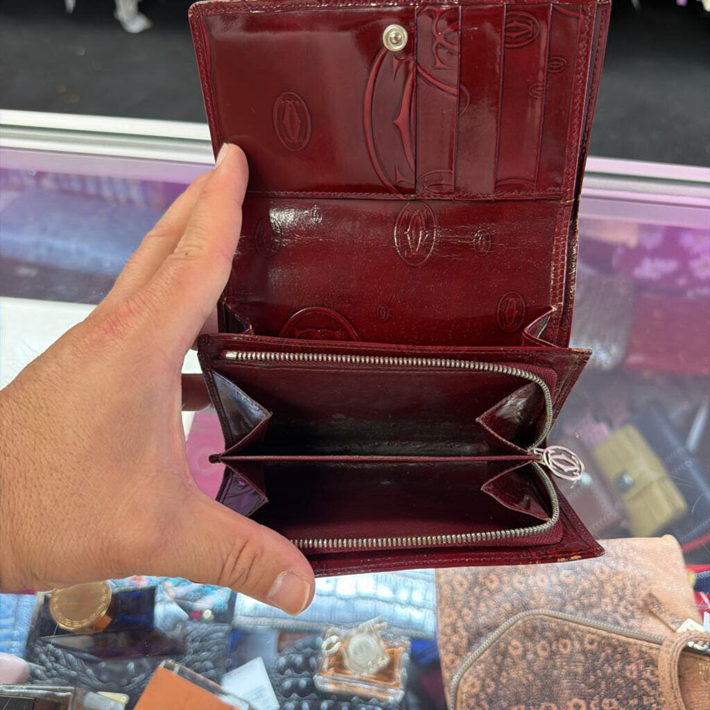 Cartier Happy Birthday Bordeaux Patent Leather Trifold Wallet