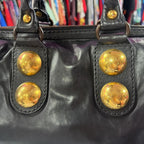 Gucci Babouska Boston Bag Leather Satchel Gold Button Heart Charm