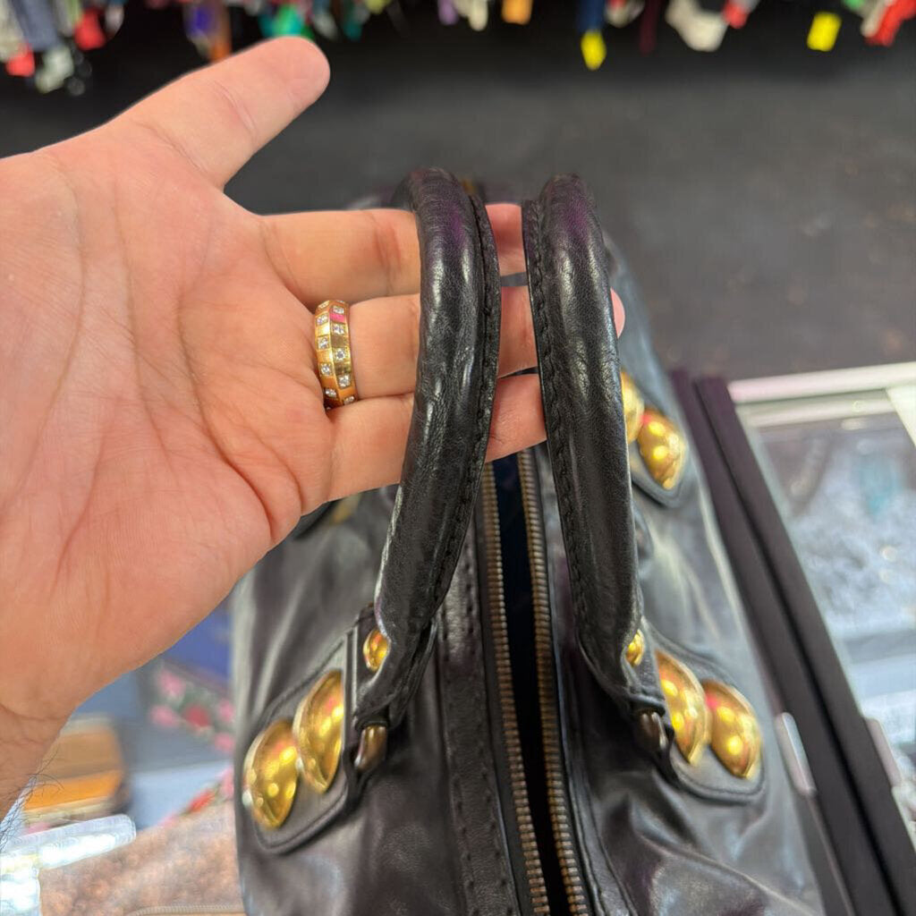 Gucci Babouska Boston Bag Leather Satchel Gold Button Heart Charm