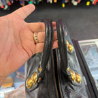 Gucci Babouska Boston Bag Leather Satchel Gold Button Heart Charm