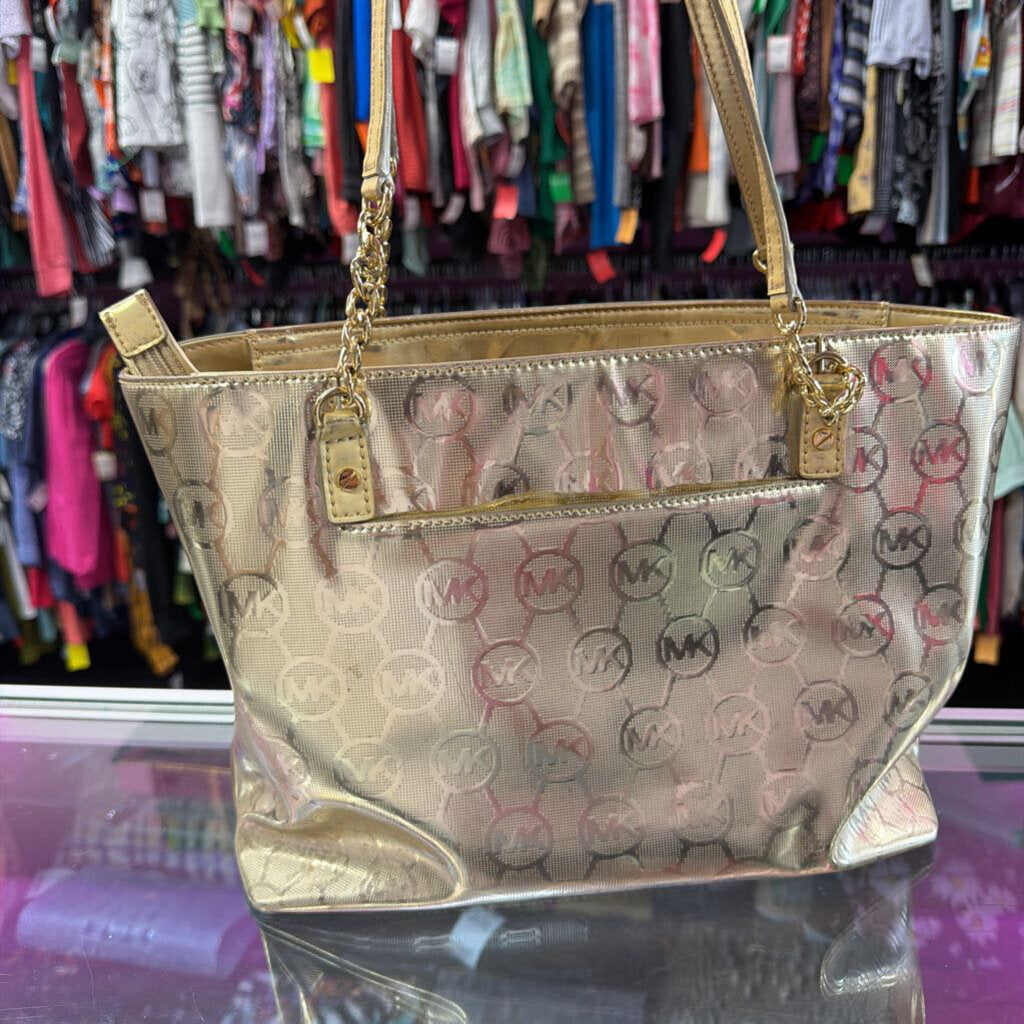 Michael Kors Metallic Coin Logo Chain Tote