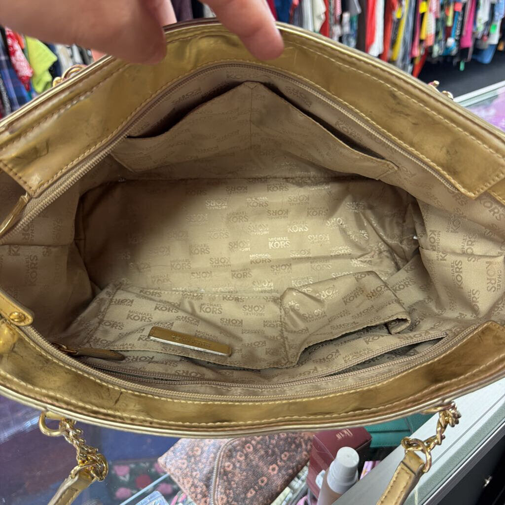 Michael Kors Metallic Coin Logo Chain Tote