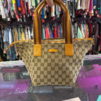 Gucci GG Canvas Yellow Web Tote Bag Zip Top