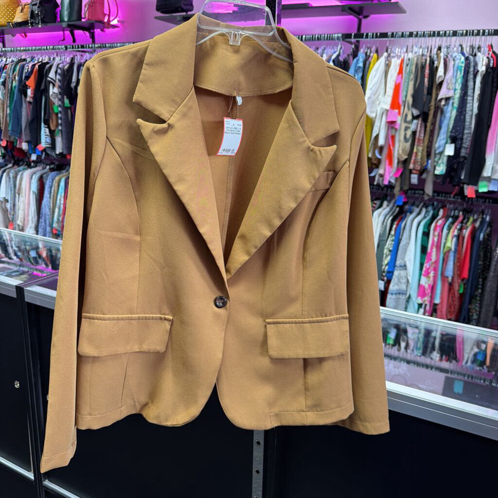 MED L/S One Button Solid Blazer
