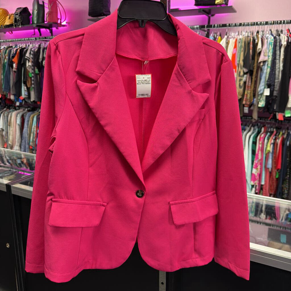 MED L/S One Button Solid Blazer