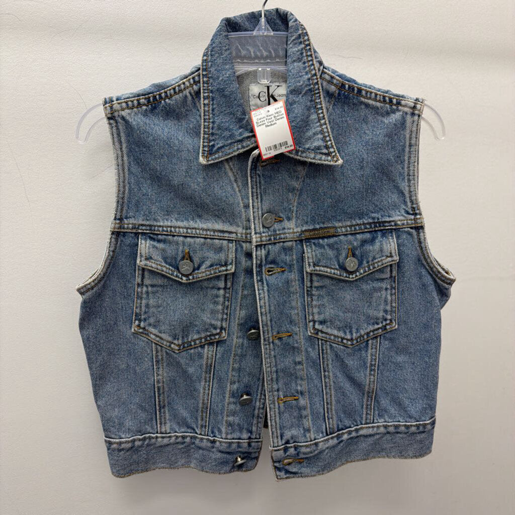 MED SLess Four Button Denim Vest