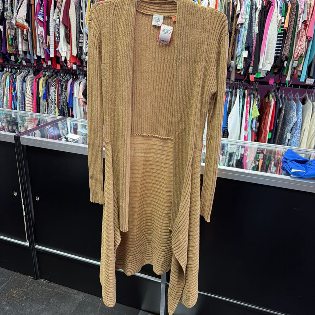 MED L/S Ribbed Solid Long Cardigan