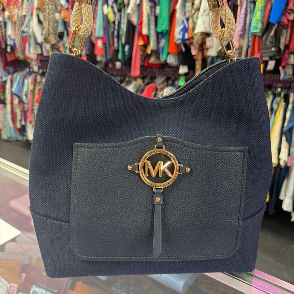 Michael Kors Amy Hobo Canvas Braided Rope Handle