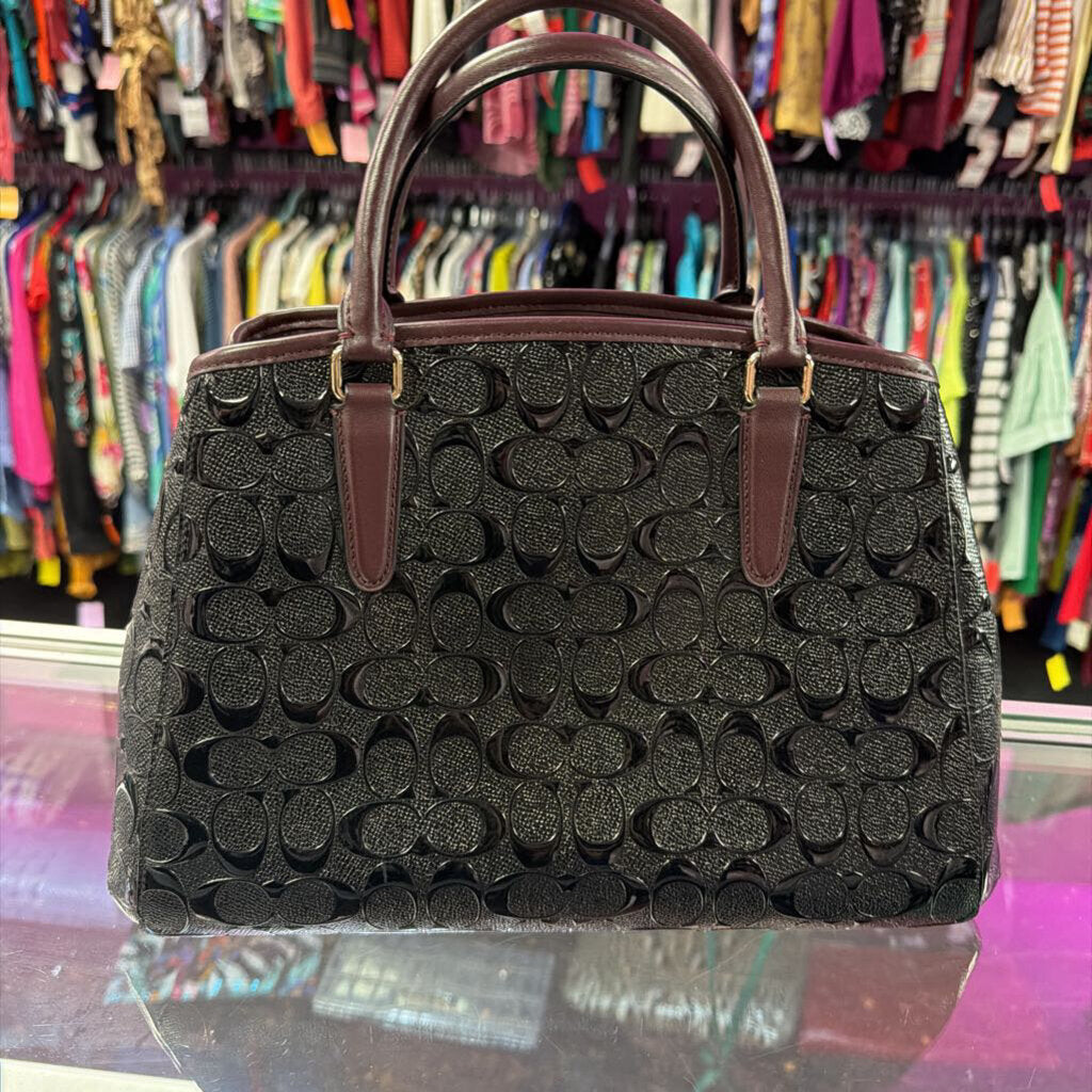 Coach Margot Carryall Embossed Logo Patent Chain Detail Satchel