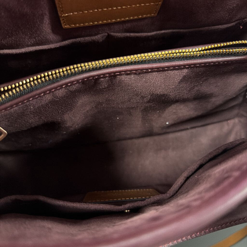 Coach Margot Carryall Embossed Logo Patent Chain Detail Satchel