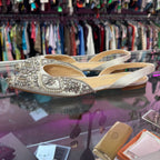 9 Betsey Johnson Molly Pointed Slingback Flat Rhinestones & Pearl