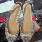 9 Betsey Johnson Molly Pointed Slingback Flat Rhinestones & Pearl