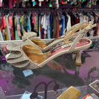 9 Badgley Mischka Remi Evening Sandals Crystal Bow Detail Low Heel