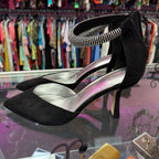 9 Marc Fisher Reneta Pointed Faux Suede Embellished Ankle Strap Heel
