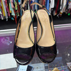 9 Jessica Simpson Peep Toe Patent Cork Wedge Slingback
