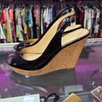 9 Jessica Simpson Peep Toe Patent Cork Wedge Slingback