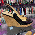 9 Jessica Simpson Peep Toe Patent Cork Wedge Slingback