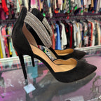 9 JLO Point Velvert Embellished Ankle Strap Heel