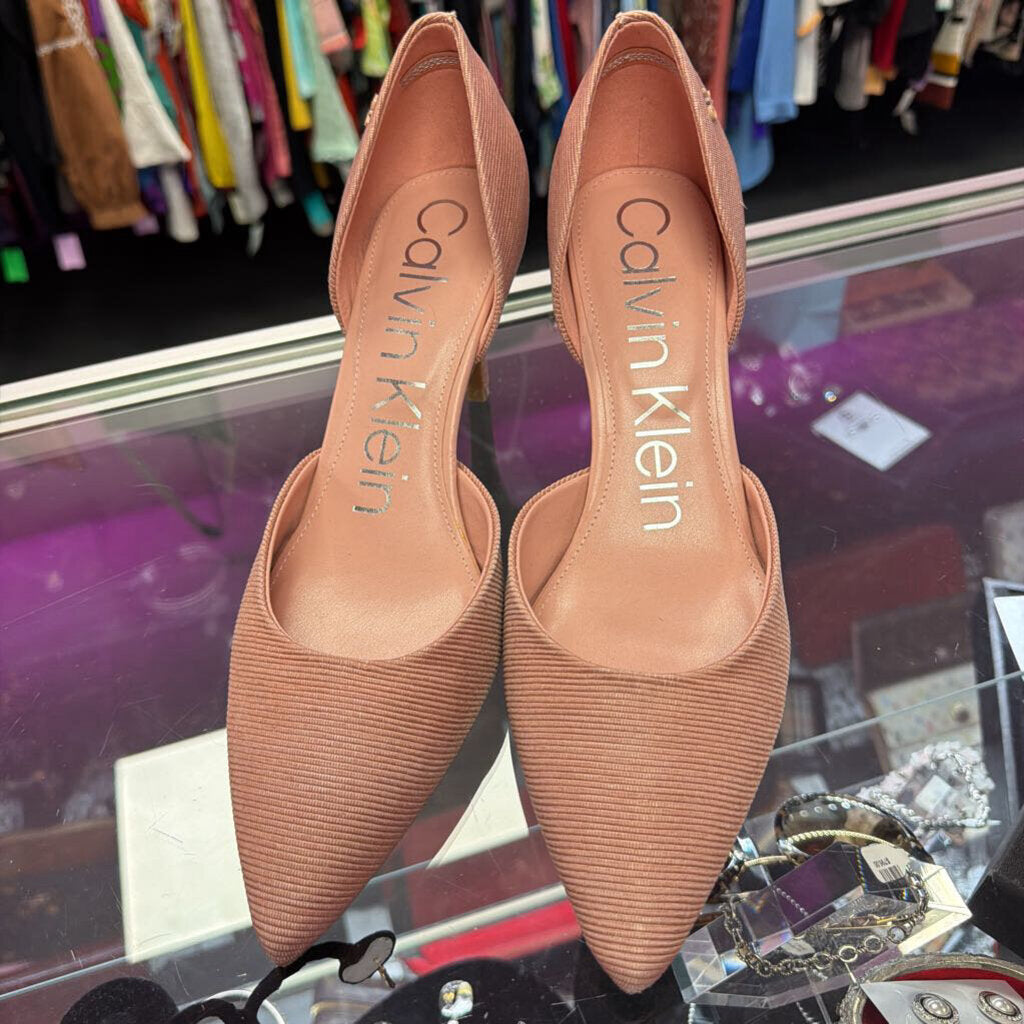 9 Calvin Klein Gloria D'Orsay Pumps Ribbed Finish Heel