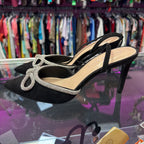 9 Kelly & Kate Pointed Ankle Strap Rhinestone Bow Detail Flat