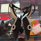 9 Kelly & Kate Pointed Ankle Strap Rhinestone Bow Detail Flat