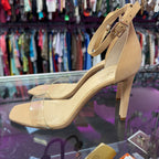 9 Vince Camuto Pointed Nude Ankle Strap Vinyl Toe Strap Heel