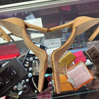 9 Vince Camuto Pointed Nude Ankle Strap Vinyl Toe Strap Heel