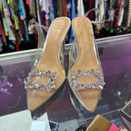 9 INC Slingback Square Rhinestone Pointed Heel