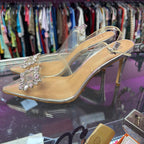 9 INC Slingback Square Rhinestone Pointed Heel