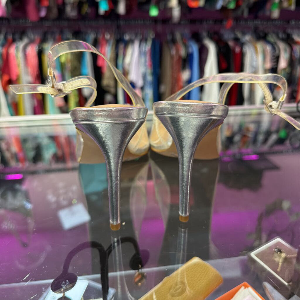 9 INC Slingback Square Rhinestone Pointed Heel