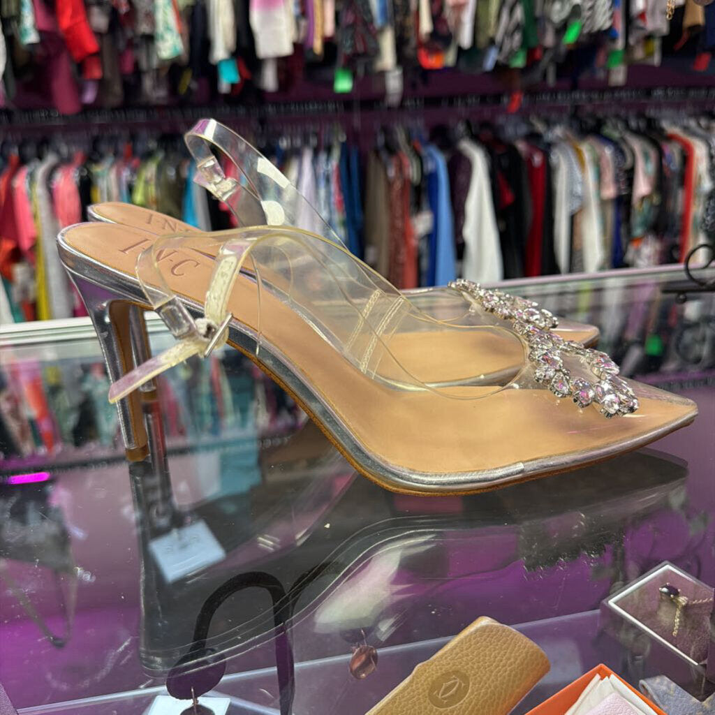 9 INC Slingback Square Rhinestone Pointed Heel
