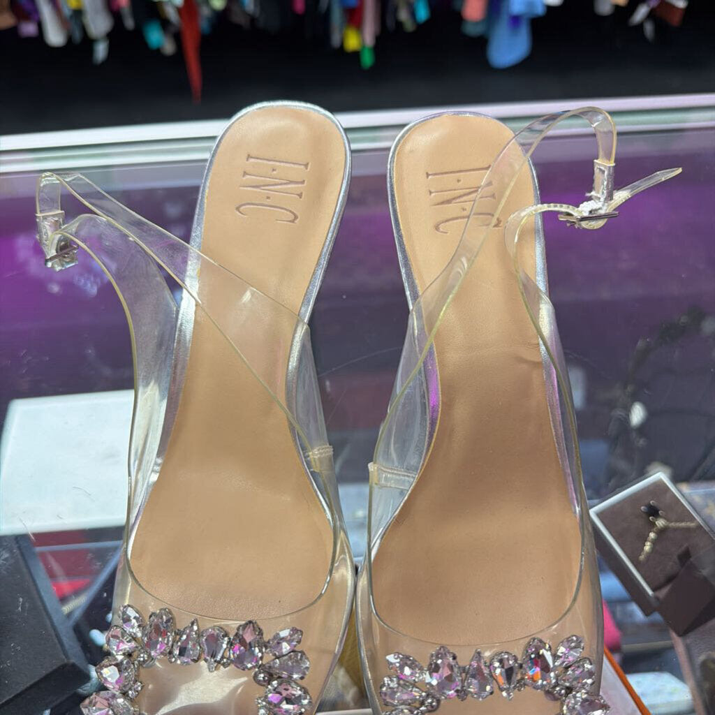 9 INC Slingback Square Rhinestone Pointed Heel