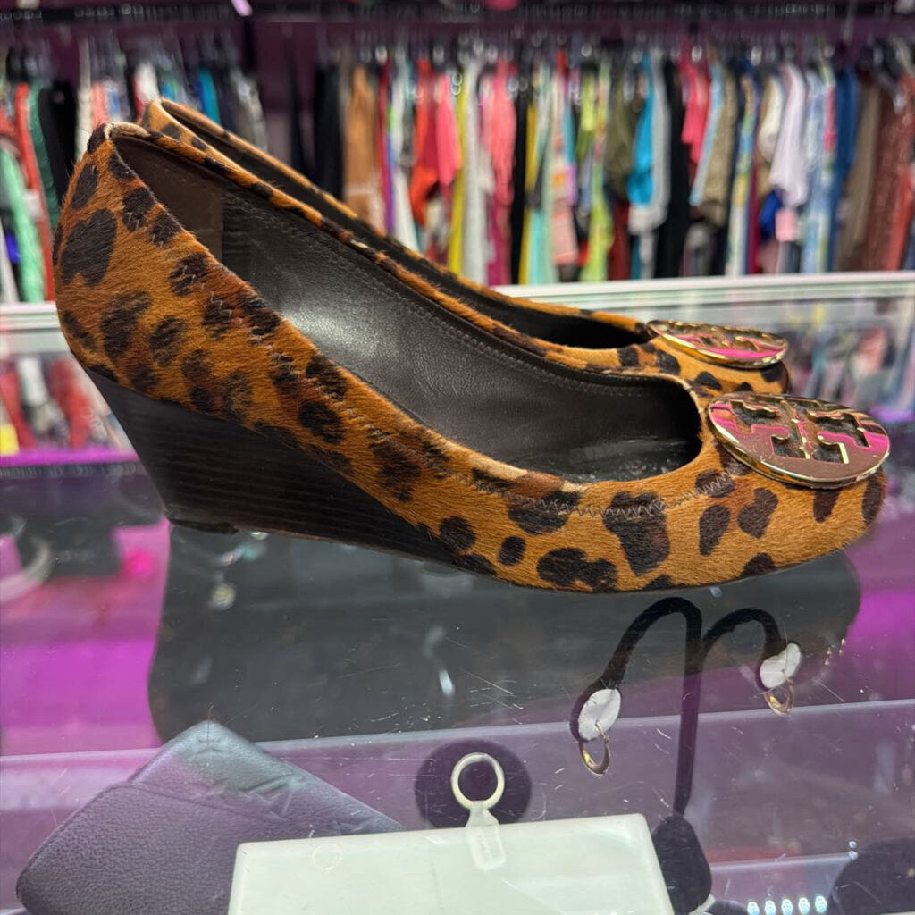 9 Tory Burch Animal Print Calf Hair Wedge Pump