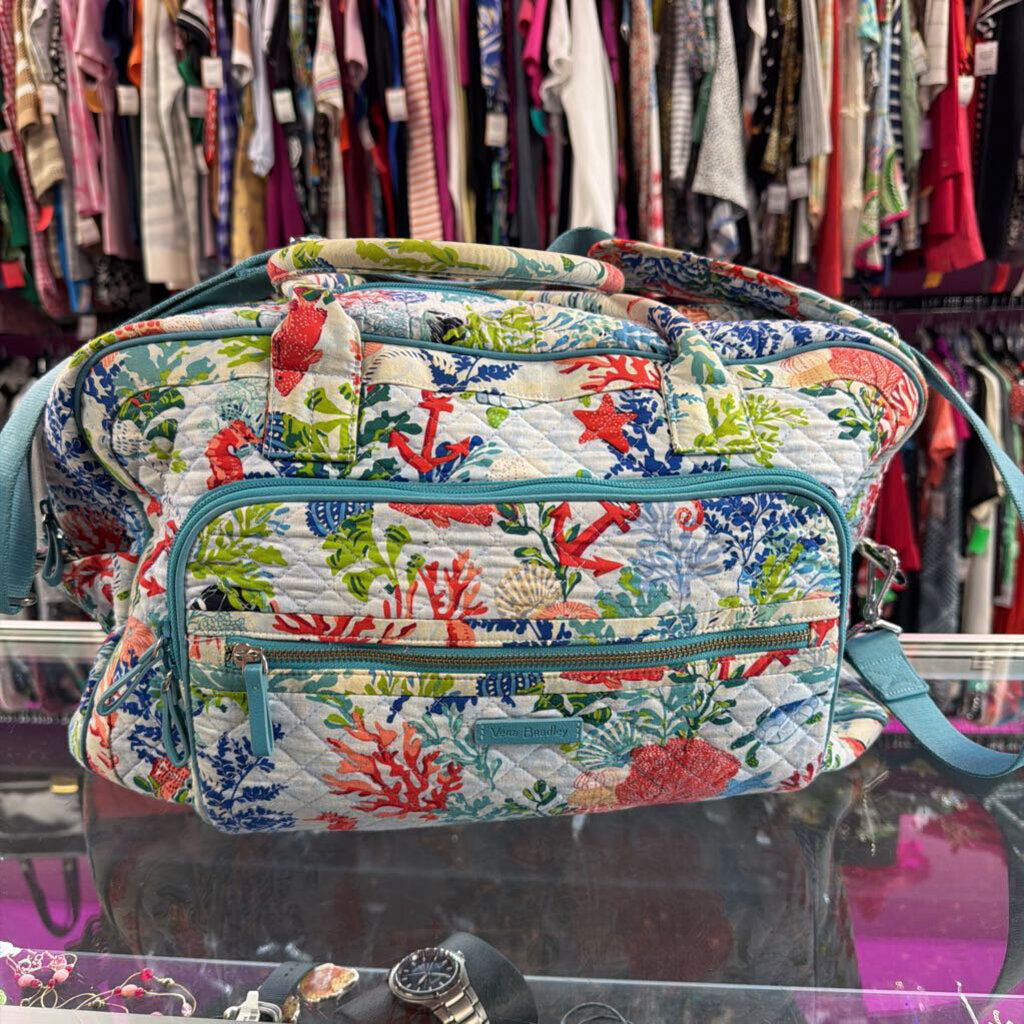 Vera Bradley Travel Duffle Coastal Sea Life Pattern Anchors Sea Turtles