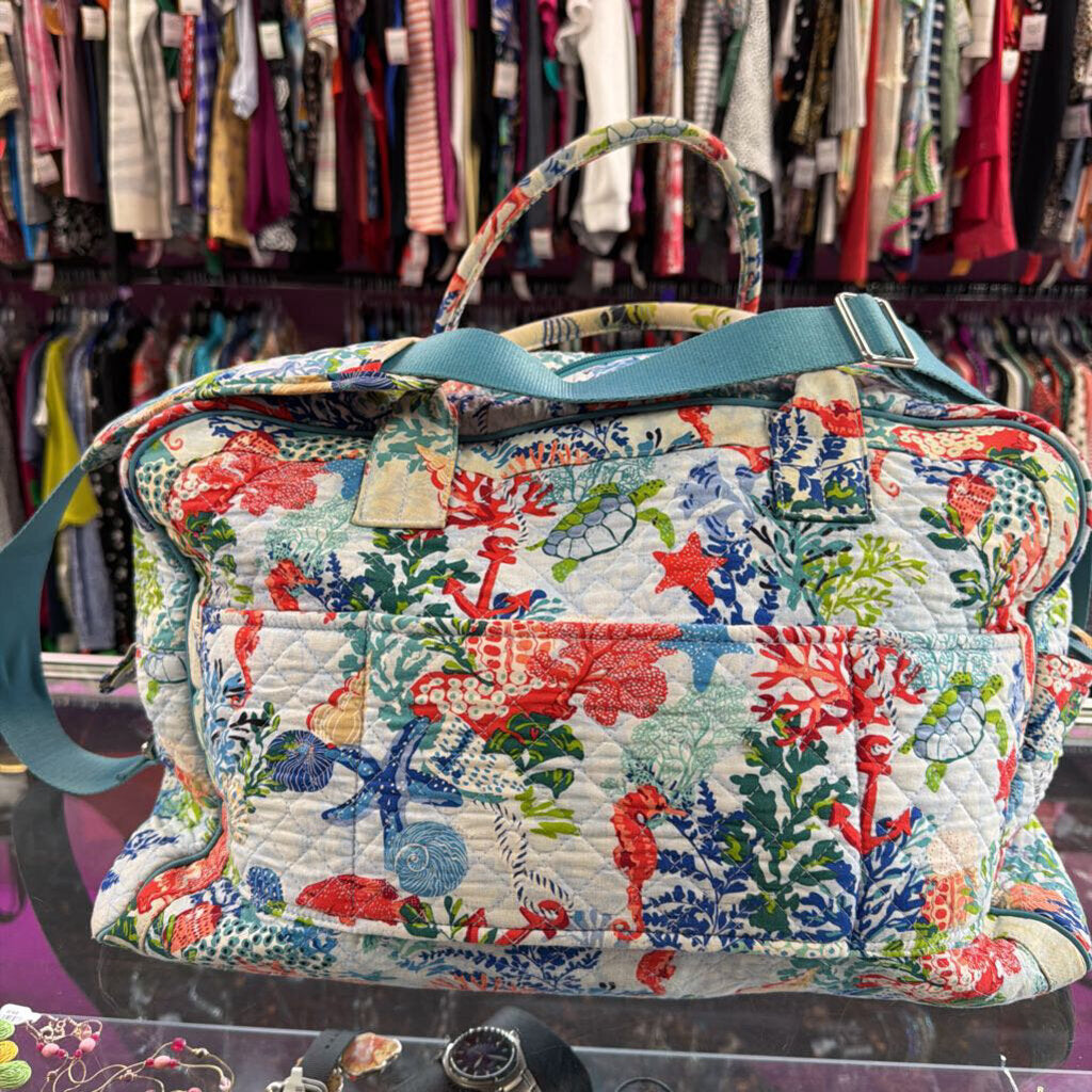 Vera Bradley Travel Duffle Coastal Sea Life Pattern Anchors Sea Turtles