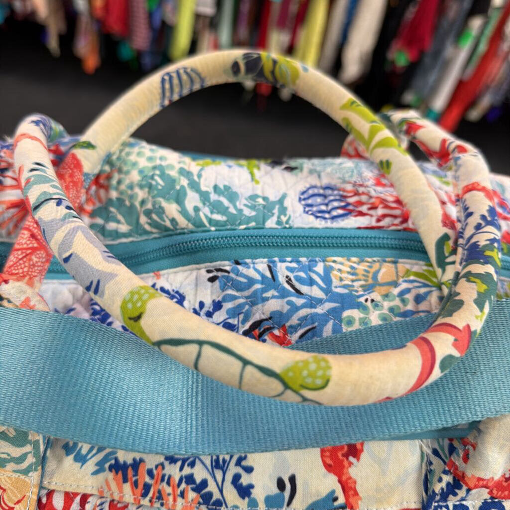 Vera Bradley Travel Duffle Coastal Sea Life Pattern Anchors Sea Turtles