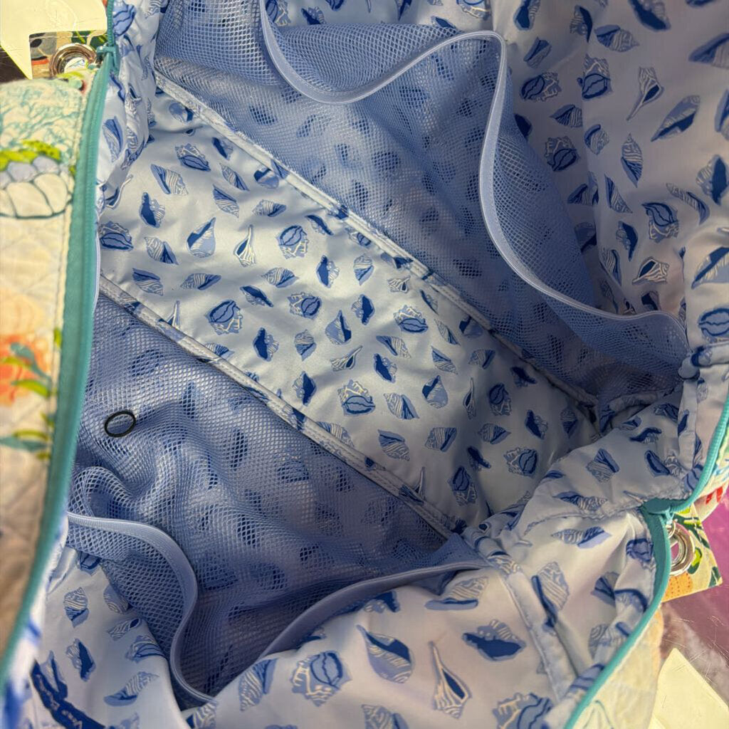 Vera Bradley Travel Duffle Coastal Sea Life Pattern Anchors Sea Turtles