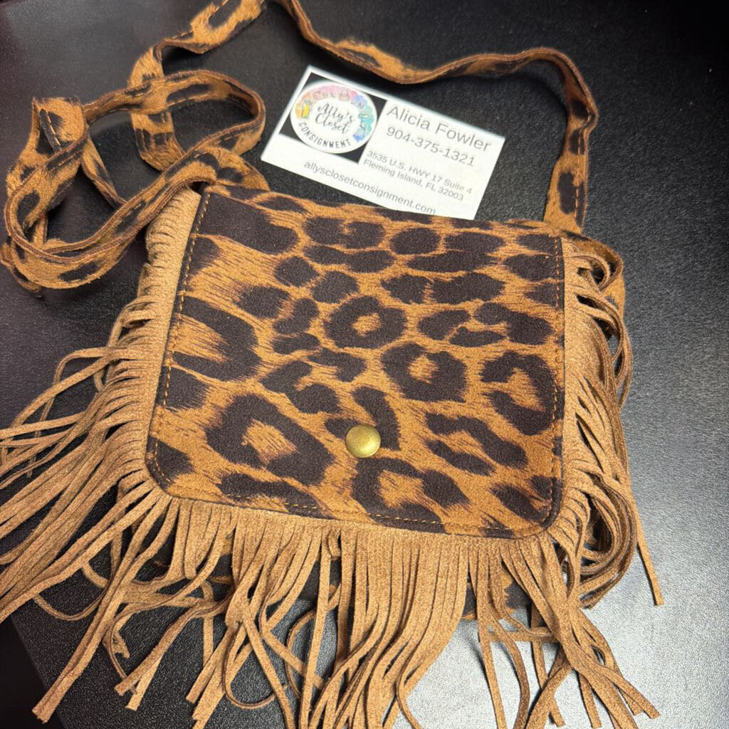 Unknown Fringe Animal Print Crossbody