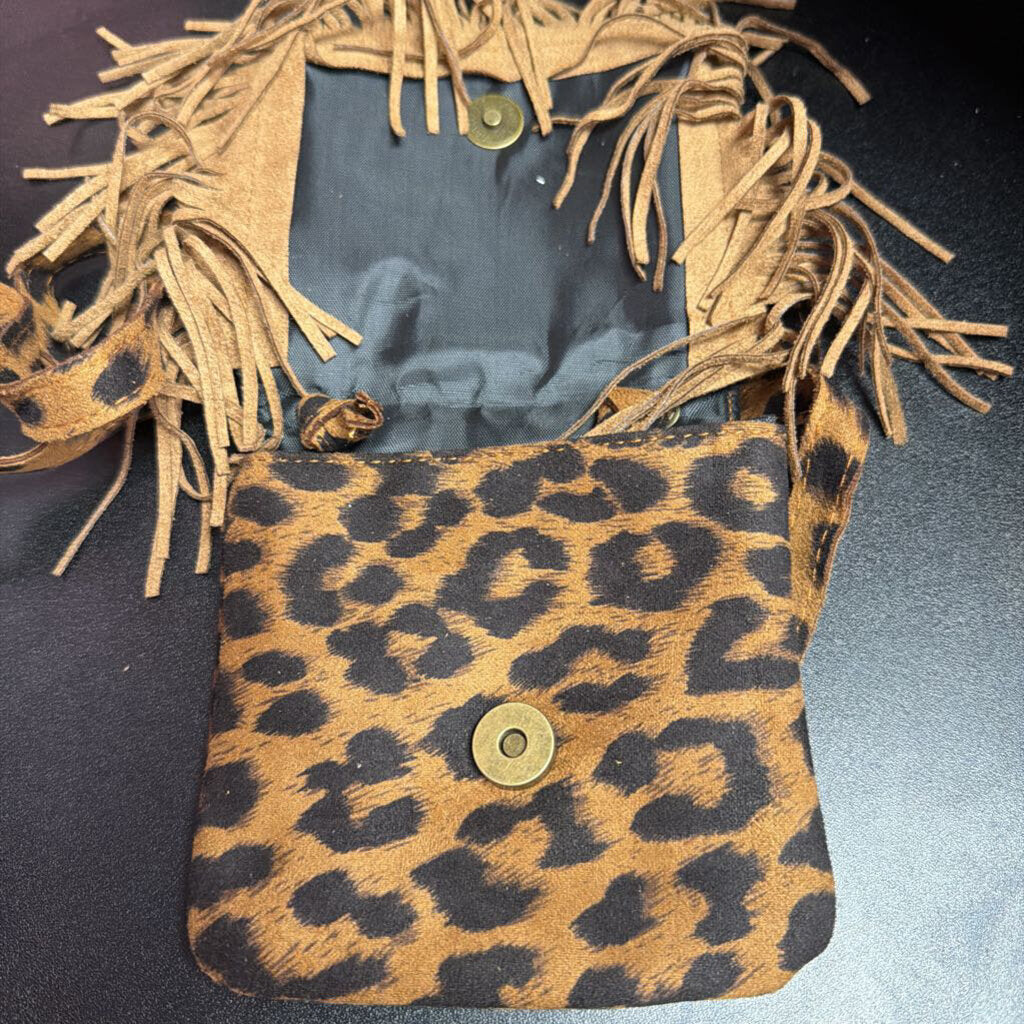 Unknown Fringe Animal Print Crossbody