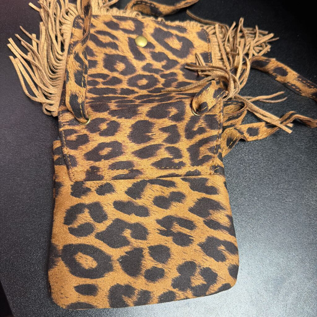 Unknown Fringe Animal Print Crossbody