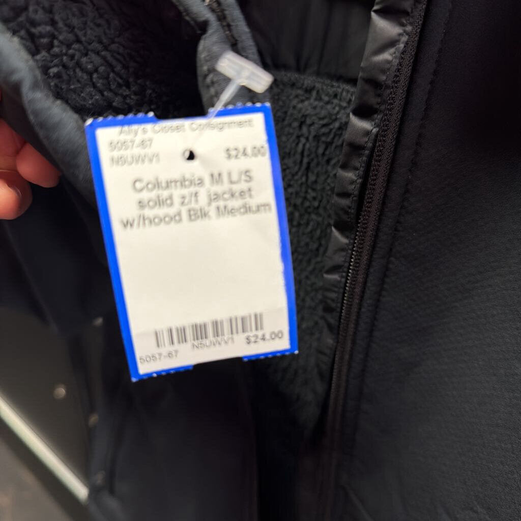 M L/S solid z/f jacket w/hood