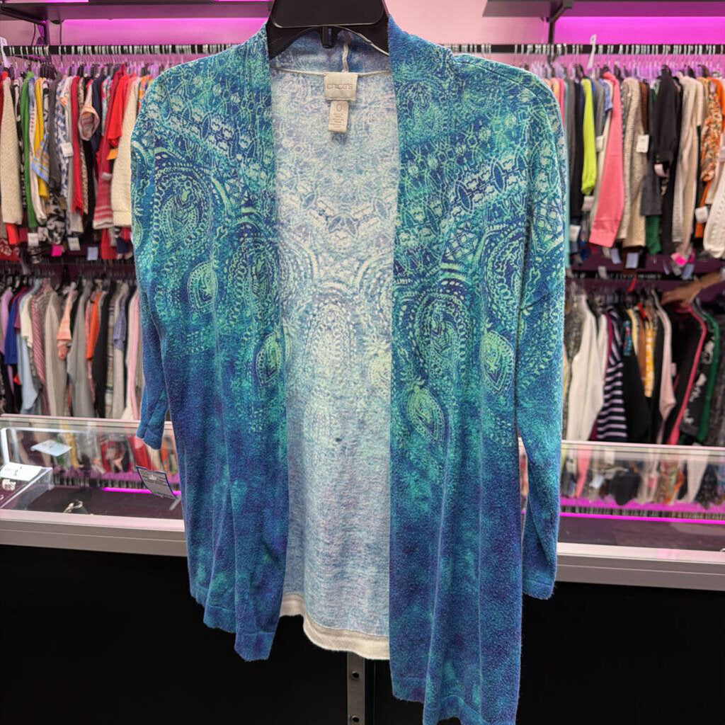 4 3/4 sleeve multicolored cardigan