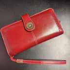 Sendefn RFID Blocking Leather Brown Clutch Wallet Long Purse Large Capacity